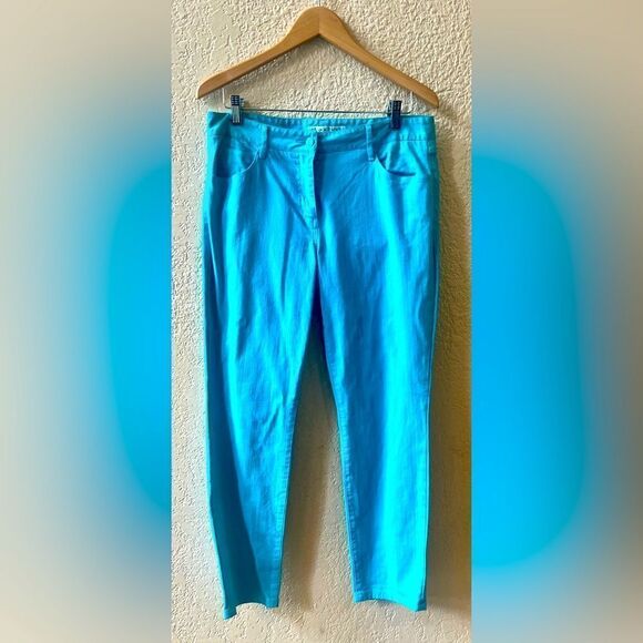 Trina Turk Suki Slim Turquoise Jeans Size 10 Ankle Flattering - Picture 3 of 12
